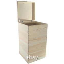4 Tier Square Wooden Storage Crate Set Stackable Cube Lidded Boxes 30x30x53.5 cm