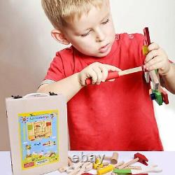 42pc Children Wooden Diy Work Bench Learning Tool Set Toy Box Pretend Role Play