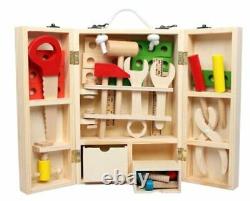 42pc Children Wooden Diy Work Bench Learning Tool Set Toy Box Pretend Role Play