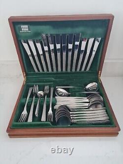 44 X Viners Gerald Benny Studio Cutlery Set Canteen in Wooden Box Bark Finish