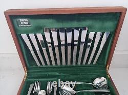 44 X Viners Gerald Benny Studio Cutlery Set Canteen in Wooden Box Bark Finish