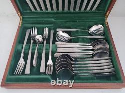 44 X Viners Gerald Benny Studio Cutlery Set Canteen in Wooden Box Bark Finish