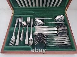 44 X Viners Gerald Benny Studio Cutlery Set Canteen in Wooden Box Bark Finish