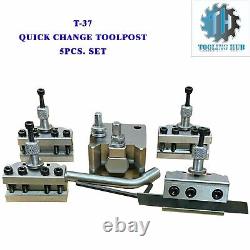 5 Pieces Set T37 Quick Change Toolpost Wooden Box Complete With HSS M2 P Blade