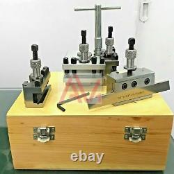 5 Pieces Set T51 Quick Change Toolpost Standard Boring Parting Holder Wooden Box