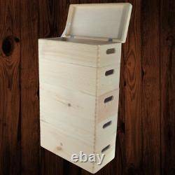 5 Tier Long Wooden Crate Set Stackable Lidded Boxes Narrow Storage 40x20x66.5 cm