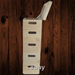 5 Tier Long Wooden Crate Set Stackable Lidded Boxes Narrow Storage 40x20x66.5 cm