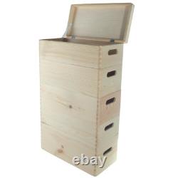 5 Tier Long Wooden Crate Set Stackable Lidded Boxes Narrow Storage 40x20x66.5 cm