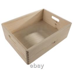 5 Tier Wooden Storage Crate Set Stackable Pine Boxes Lid Handles 40x30x66.5 cm