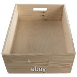 5 Tier Wooden Storage Crate Set Stackable Pine Boxes Lid Handles 40x30x66.5 cm