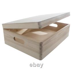 5 Tier Wooden Storage Crate Set Stackable Pine Boxes Lid Handles 40x30x66.5 cm