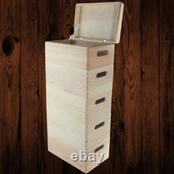 5 Tier Wooden Storage Lidded Crate Set Stackable Tall Pine Boxes 30x20x66.5cm