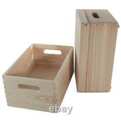 5 Tier Wooden Storage Lidded Crate Set Stackable Tall Pine Boxes 30x20x66.5cm