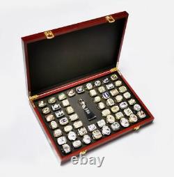 55PCS 1966 to 2021 Super Bowl Patriots Championship Ring Trophy Wooden Box Set