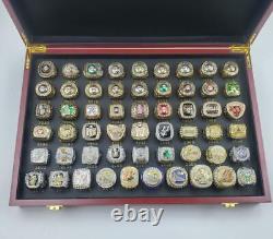 55pcs 1967 to 2021 Bucks Basketball Championship Ring Set Wooden Box Fan Gift