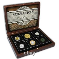 6 Ancient Cultural Coins Set In A Wooden Box Six Ancient Cultures Coins Set