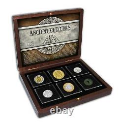 6 Ancient Cultural Coins Set In A Wooden Box Six Ancient Cultures Coins Set