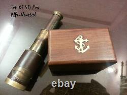 6'' Telescope Nautical Brass Marine Telescope With Wooden Box Set of 50 Unit