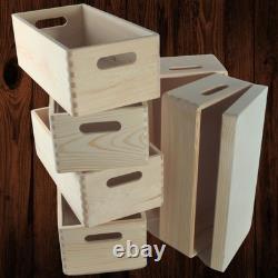 6 Tier Long Wooden Crate Set Stackable Storage Boxes Slim Tower 40x20x79.5 cm