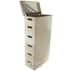 6 Tier Long Wooden Crate Set Stackable Storage Boxes Slim Tower 40x20x79.5 cm
