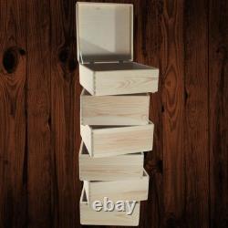 6 Tier Square Wooden Storage Crate Set Stackable Cube Lidded Boxes 30x30x79.5 cm