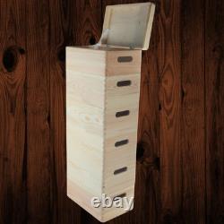 6 Tier Wooden Storage Crate Set Stackable Boxes with Lid Tall Unit 30x20x79.5 cm