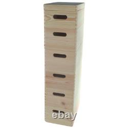6 Tier Wooden Storage Crate Set Stackable Boxes with Lid Tall Unit 30x20x79.5 cm