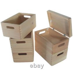 6 Tier Wooden Storage Crate Set Stackable Boxes with Lid Tall Unit 30x20x79.5 cm