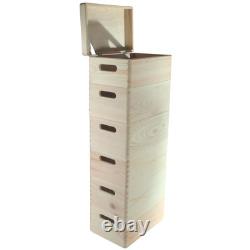 6 Tier Wooden Storage Crate Set Stackable Boxes with Lid Tall Unit 30x20x79.5 cm