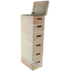 6 Tier Wooden Storage Crate Set Stackable Boxes with Lid Tall Unit 30x20x79.5 cm