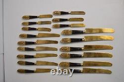 61 Piece Vintage Siam Dinner Flatware Cutlery Set With Wooden Box Brass Bronze
