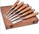 6pcs Wooden Chisel Set For Woodworking Crv Steel Walnut Handle With Wooden Box