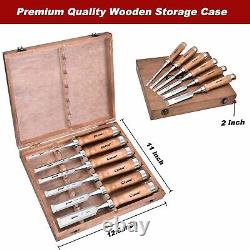 6pcs Wooden Chisel Set for Woodworking CRV Steel Walnut Handle with Wooden Box