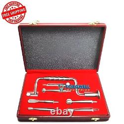 7 Pcs Hudson Hand Drill Brace Instruments Set With Wooden Box