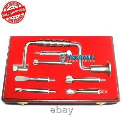 7 Pcs Hudson Hand Drill Brace Instruments Set With Wooden Box