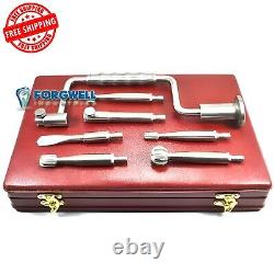 7 Pcs Hudson Hand Drill Brace Instruments Set With Wooden Box