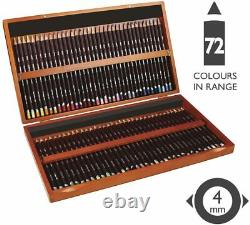 72 Colours Derwent Coloursoft Colouring Pencils + DVD WOODEN BOX Set Art Drawing