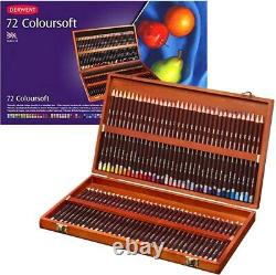 72 Colours Derwent Coloursoft Colouring Pencils + DVD WOODEN BOX Set Art Drawing