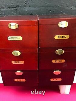 72 x Prestige Specimen Coin Sets Euro Cents In Cases with Wooden Boxes RARE SET