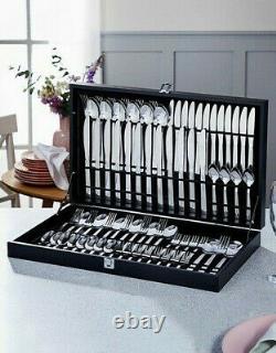 75 Piece Canteen Cutlery Full Set Serves 1-12 Wooden Box Christmas Family Dinner
