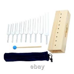 9x Solfeggio Tuning Fork Set with Wooden Voice Box for DNA Healing Sound Therapy