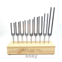 9x Solfeggio Tuning Fork Set with Wooden Voice Box for DNA Healing Sound Therapy