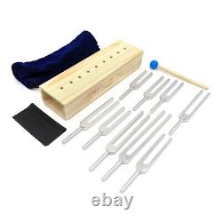 9x Solfeggio Tuning Fork Set with Wooden Voice Box for DNA Healing Sound Therapy