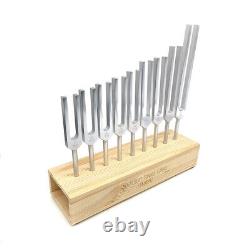 9x Solfeggio Tuning Fork Set with Wooden Voice Box for DNA Healing Sound Therapy