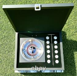 A Stunning high quality metal Roulette Wheel Set with wooden Presentation Box