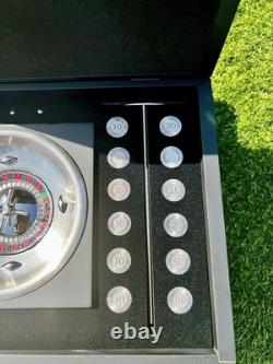 A Stunning high quality metal Roulette Wheel Set with wooden Presentation Box