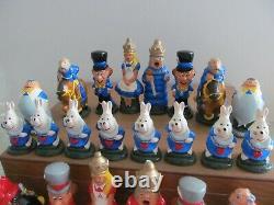 ALICE IN WONDERLAND CHESS SET COMPLETE IN A WOODEN BOX KING 85mm ANNE CARLTON