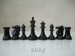 ANTIQUE CHESS SET BCC STAUNTON PATTERN K 81 mm + ORIG BOX NO BOARD