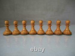 ANTIQUE CHESS SET BCC STAUNTON PATTERN K 81 mm + ORIG BOX NO BOARD