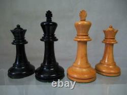 ANTIQUE CHESS SET BCC STAUNTON PATTERN K 81 mm + ORIG BOX NO BOARD